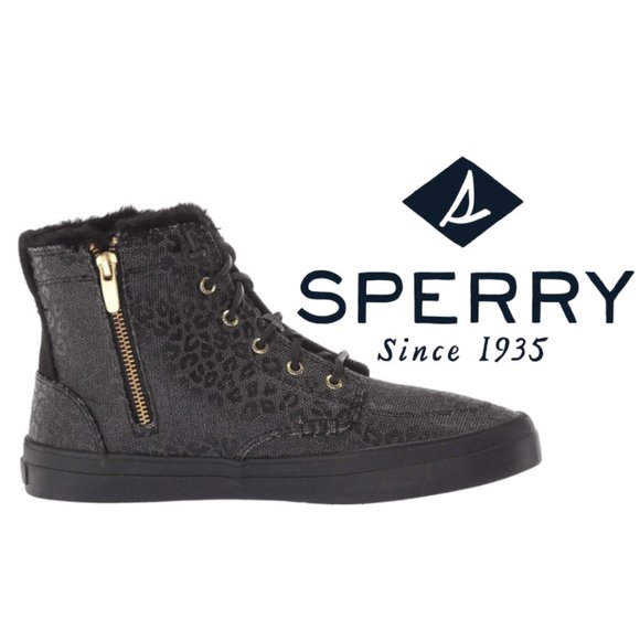 black leopard print sperrys